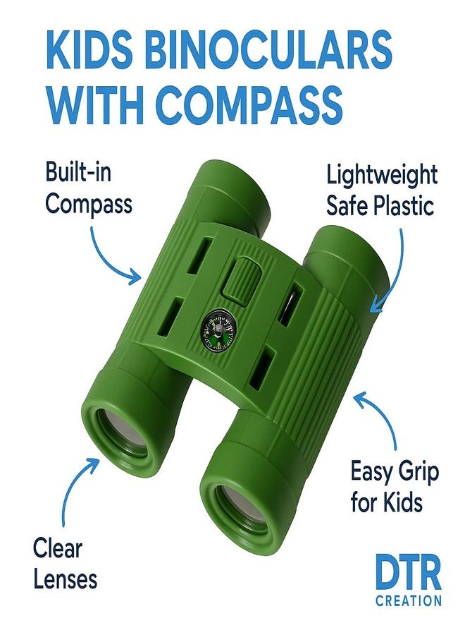 DTR Creation Kids Binoculars with Compass - Outdoor Exploration Toy for Boys & Girls, Lightweight, Safe Plastic, Adventure Learning Educational Toy (Green) - Image 5